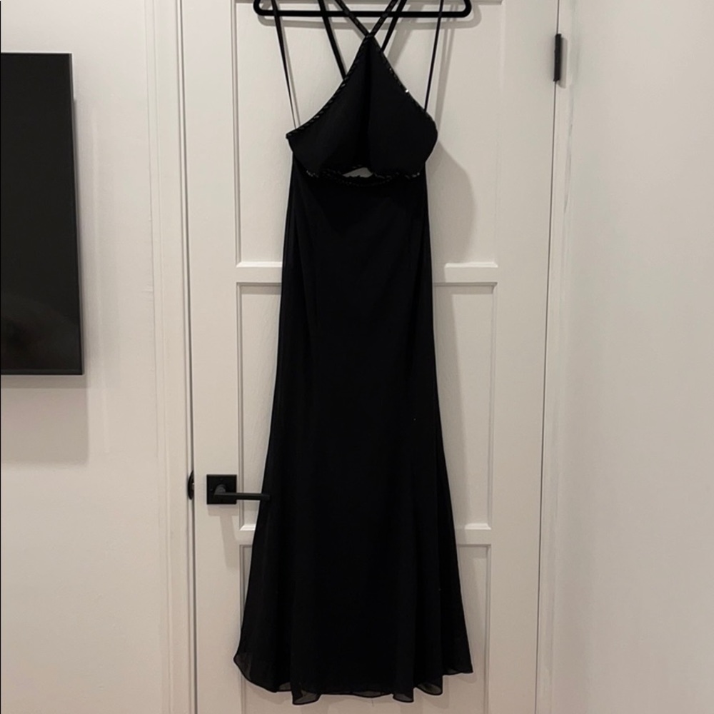 Black Beaded Cutout Dress